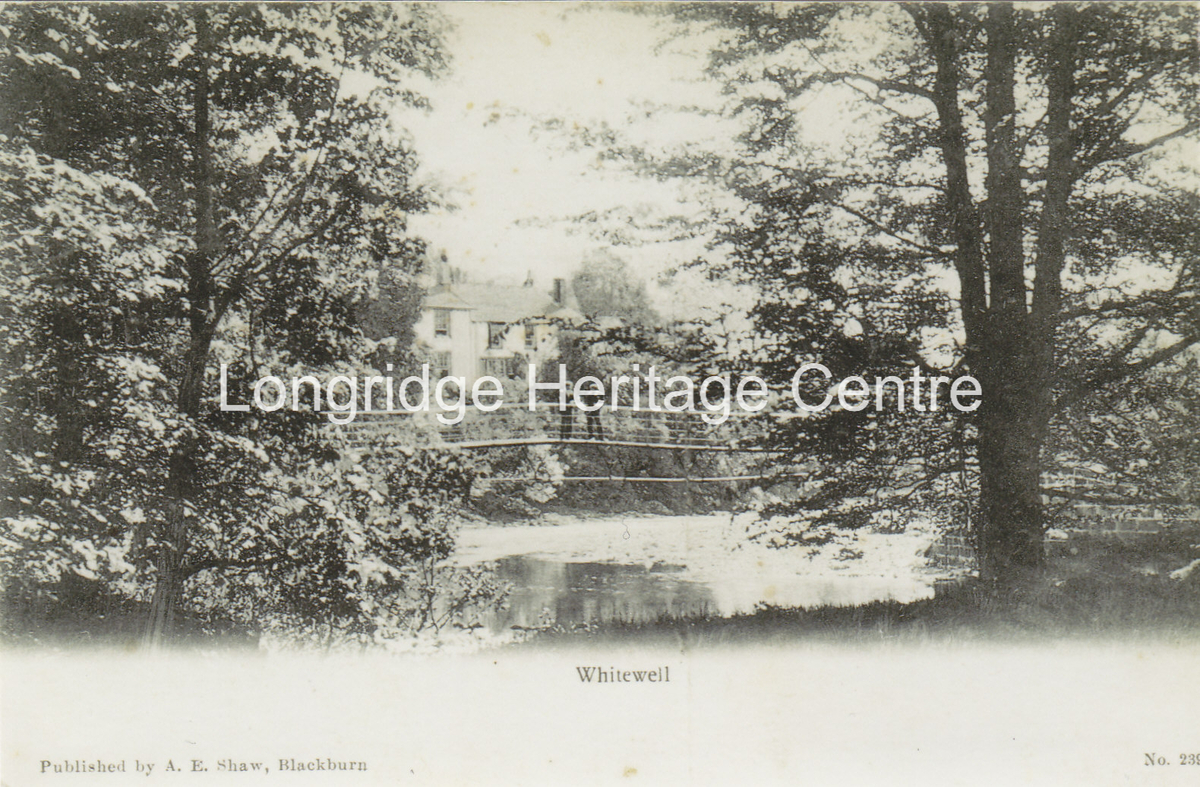 207B - Whitewell - The footbridge crossing the Hodder just upstream of hotel - 1904